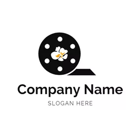 Popcorn Logo Circle Film and Delicious Popcorn logo design