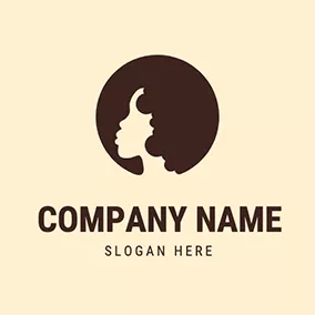 Afro Logo Circle Girl Silhouette logo design