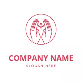 Red Cross Logo Circle Hand Cross Healing logo design