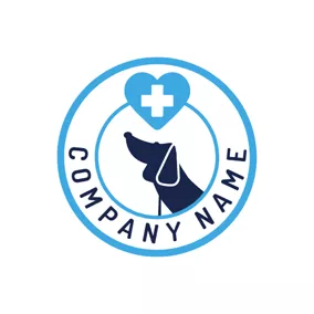 Veterinary Logo Circle Heart and Cute Dog logo design