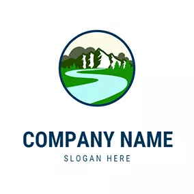 Hill Logo Circle Hill and Lake logo design