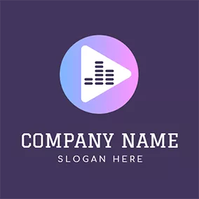 Mixer Logo Circle Play Button and Rhythm logo design