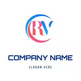 Rのロゴ Circle R V Combination logo design