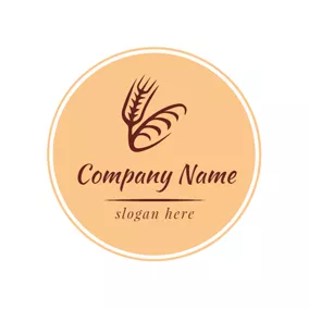Bakery Logo Circle Red and Brown Wheat logo design