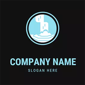 Waterfall Logo Circle River Abstract Waterfall logo design