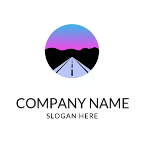 Road Logo Circle Road Mountain Aurora logo design