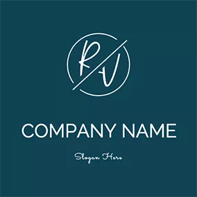 Rのロゴ Circle Script R V logo design