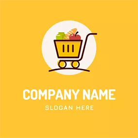 Food & Drink Logo Circle Trolley Food Grocery logo design