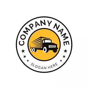Transportation Logo Circle Truck and Cargo logo design
