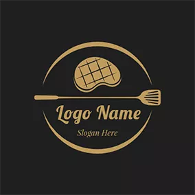 聚會Logo Circle Truner Meat and Bbq logo design
