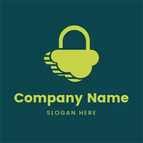 Lock Logo Cloud Shape and Lock logo design