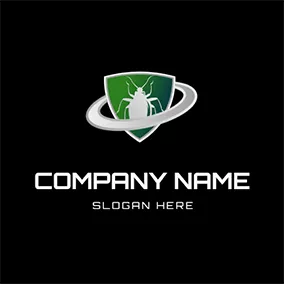 Silver Logo Cockroach Shield and Circle logo design