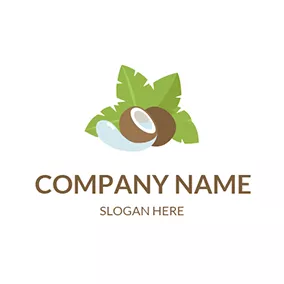Healthy Food Logo Coconut Tree and Brown Coconut logo design