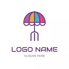 傘ロゴ Colorful Beach Umbrella logo design