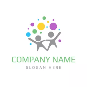 Kids Logo Colorful Circle and Happy Kids logo design