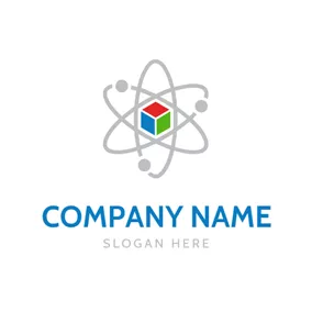 Cube Logo Colorful Cube and Gray Atom logo design