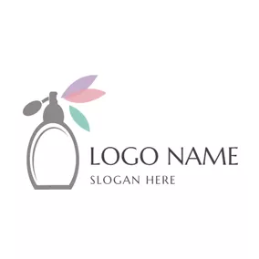 化妆品 Logo Colorful Decoration and Gray Perfume Bottle logo design