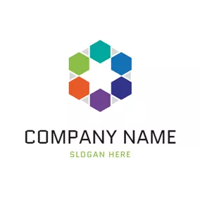 多邊形 Logo Colorful Hexagon and Polygon logo design