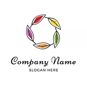 Logótipo De Aguarela Colorful Leaves Circle Watercolor logo design