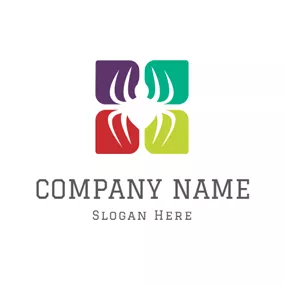 スパイダーロゴ Colorful Pattern and Spider logo design