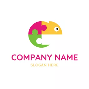Chameleon Logo Colorful Puzzle and Chameleon logo design
