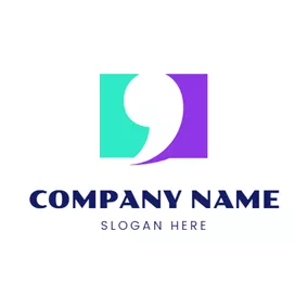 Comma Logo Colorful Rectangle and Double Quotation logo design