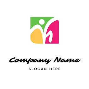 Zumba Logo Colorful Square and Abstract Dancing Man logo design