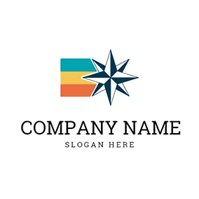 Stripe Logo Colorful Stripe and Polaris Star logo design