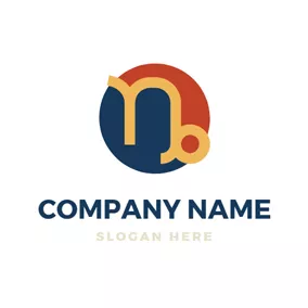 Capricorn Logo Conjoint Red and Yellow Circle and Capricorn Sign logo design