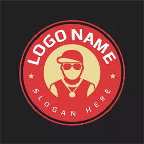 Rap Logo Cool Rapper and Red Circle logo design
