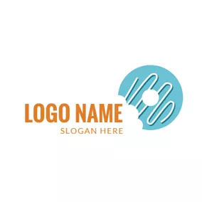 Food & Drink Logo Cream and Half Doughnut logo design