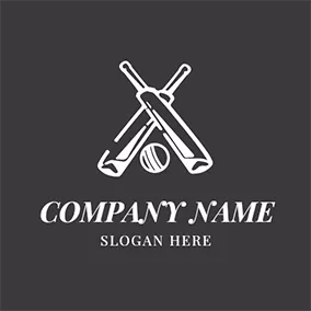 Emblem Logo Cricket Ball and Cross Cricket Bat logo design