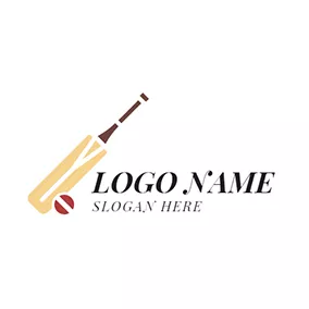 Emblem Logo Cricket Bat and Cricket Ball logo design
