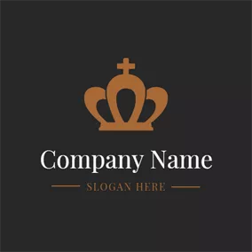 Abstract Logo Cross and Brown Crown logo design