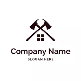 Carpenter Logo Cross Axe and House logo design