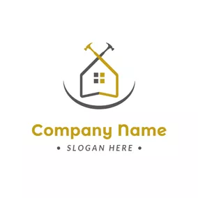 Hammer Logo Cross Gray and Yellow Hammer logo design
