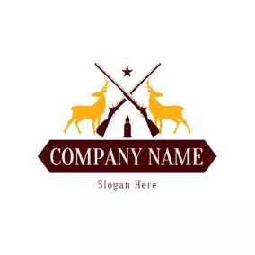 Bullet Logo Cross Gun and Deer logo design