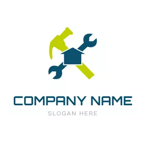 Handyman Logo Cross Hammer and Wrench logo design