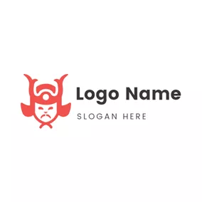 Samurai Logo Cross Hilt and Samurai Head logo design