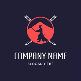 Samurai Logo Cross Katana and Samurai Icon logo design