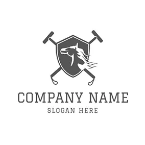 Polo Logo Cross Mallet and Badge Icon logo design