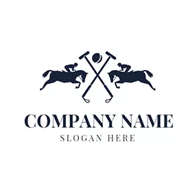 Polo Logo Cross Mallet and Polo Horse logo design
