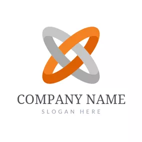 Telecom Logo Cross Orange and Gray Circle logo design