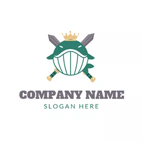 Fin Logo Cross Sword and Green Whale logo design