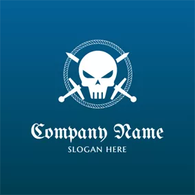 Logótipo Piratas Cross Sword and Skeleton Pirates logo design