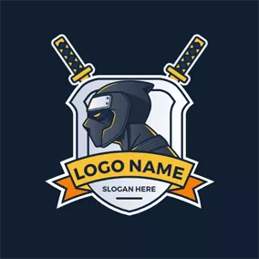 Esports Logo Cross Sword and Warrior logo design