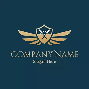 Abstract Logo Cross Sword and Yellow Shield logo design