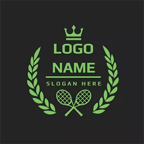 Tennis Logo Cross Tennis Racket and Branch logo design