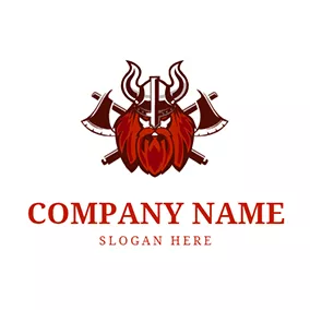 ゲームロゴ Crossed Axe and Viking logo design