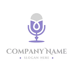 麦克风 Logo Crossed Line and Microphone logo design